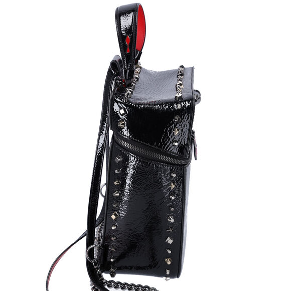Christian Louboutin Textured Patent Calfskin Rubylou Backpack Black